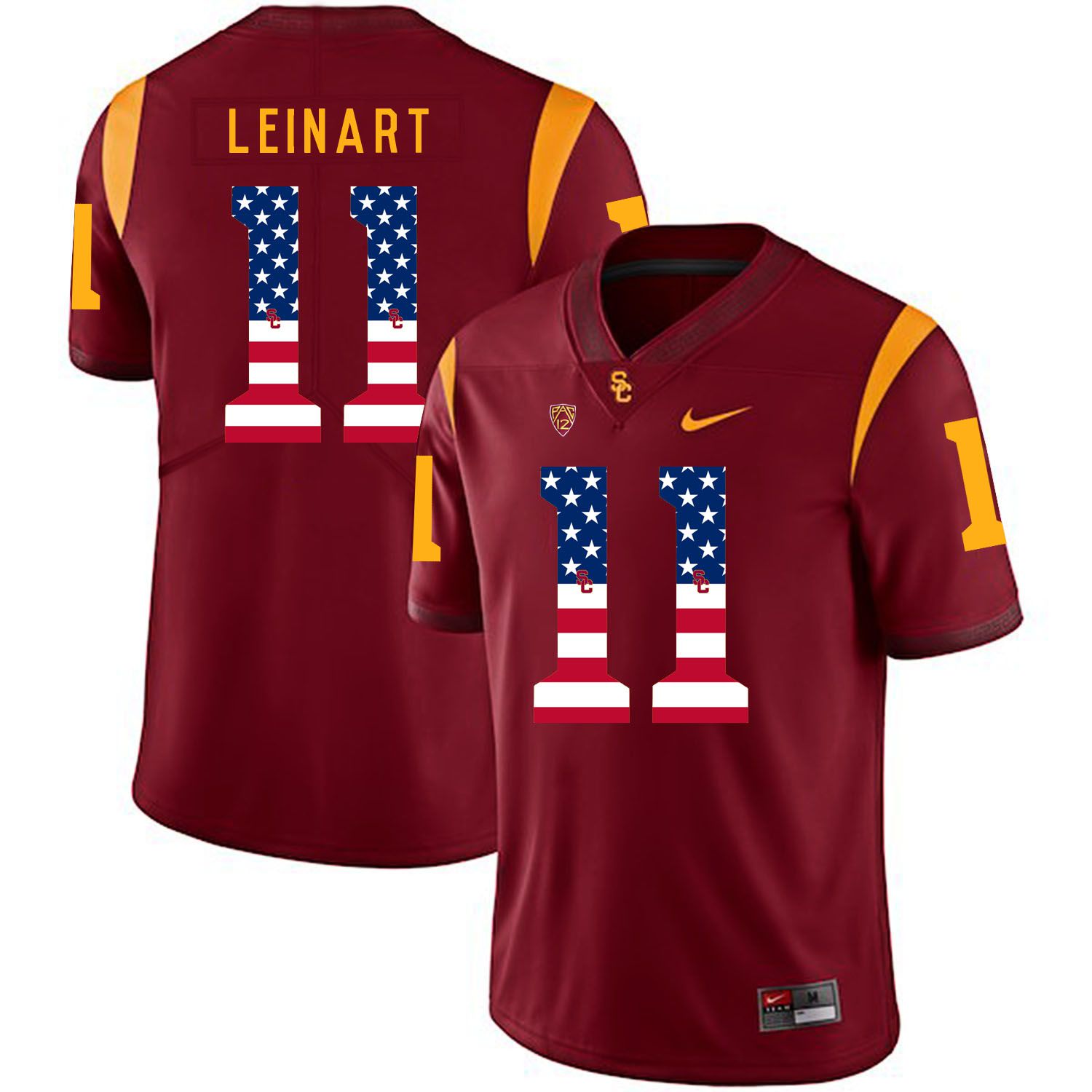 Men USC Trojans #11 Leinart Red Flag Customized NCAA Jerseys->customized ncaa jersey->Custom Jersey